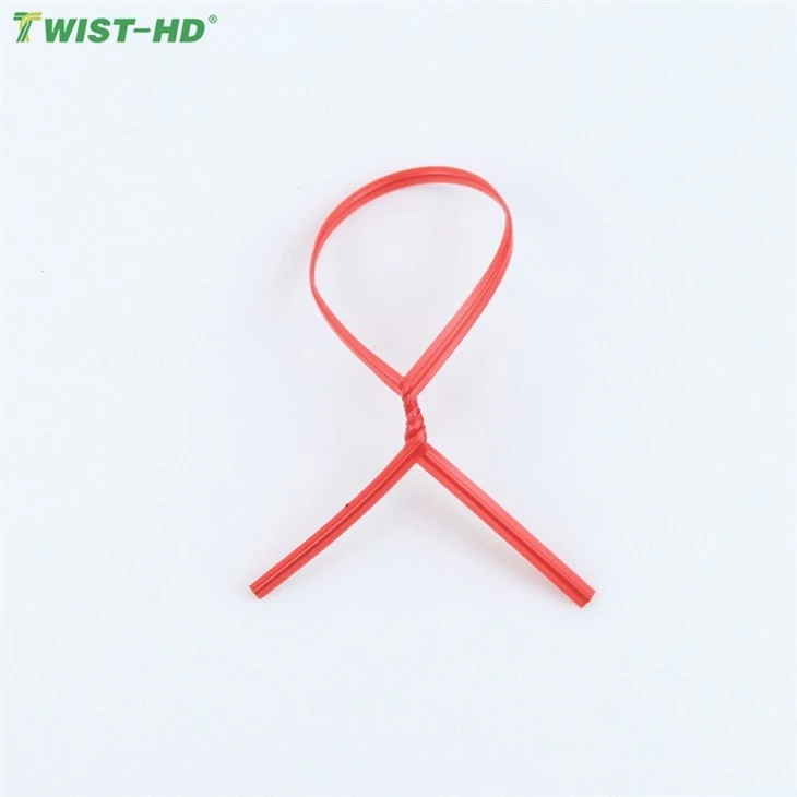 Accept Customization Red White Plastic Twist Ties Without Inner Core